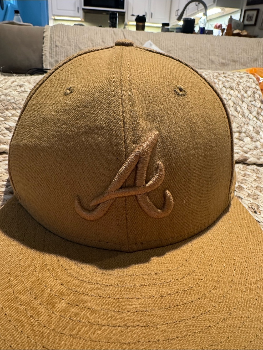 New Era 58FIFYU Atlanta Braves Tonal Tan Fitted Hat 7 5/8 Camel MLB Cap - Picture 3 of 11